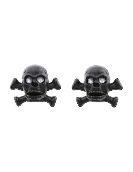 Valve Caps Skull W Bones Black Schrader Valve.